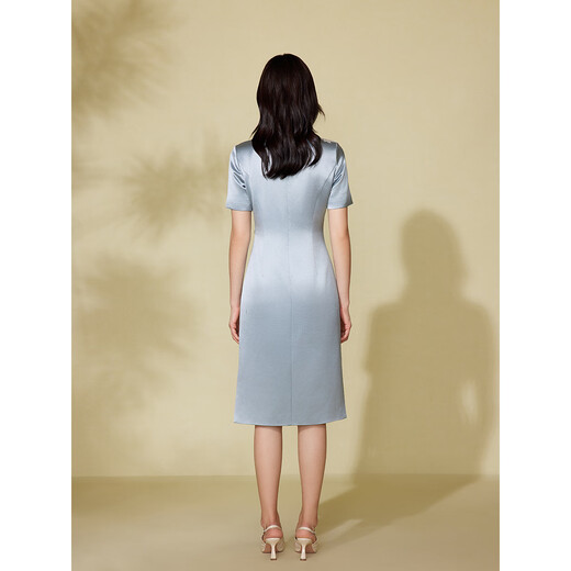 Pink Blue Garderobe [chinesischer Stil] 2025 Sommerkleidung Xi Oma Acetate Cheongsam Kleid 552L683 Tamsui Blue L.
