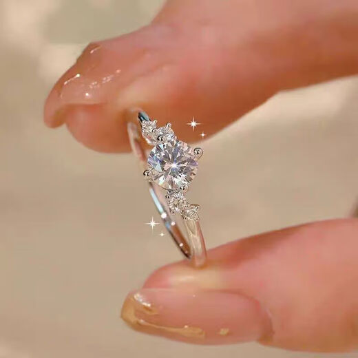 MZMZ platinum ring for women PT950, begging for engagement, fashionable diamond ring, Valentine's Day birthday gift for girlfriend and wife, local warehouse/next day delivery - light luxury Xiaoxinghe live diamond ring for women, hot product