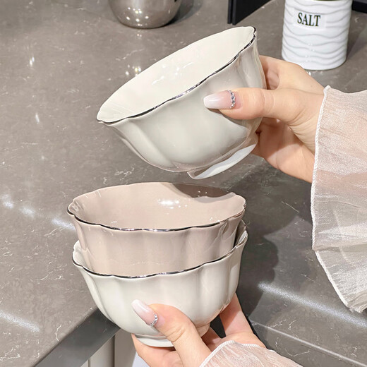 Clcey's particulièrement beau bol de riz pour usage domestique 2025 nouveaux bols de vaisselle, assiettes, baguettes fixes assiettes en céramique, bols et plaque d'or plateau de 8,5 pouces 2 packs 1276