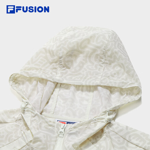 
FILA FUSION Fashion Couple Woven Jacket 2025 Autumn New Sunscreen Cool Hooded Top Cloud White-WT XS 160/84A/XS