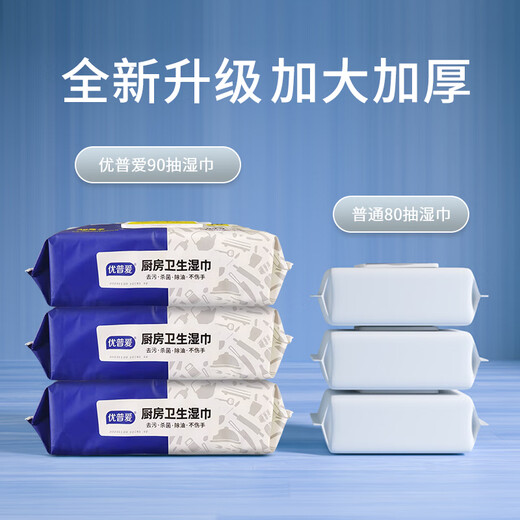 Oupai kitchen wipes silver ion degreasing, sterilizing and powerful cleaning large packaging thickened 90 pieces / package OS-1027 5 packages single package half arm length