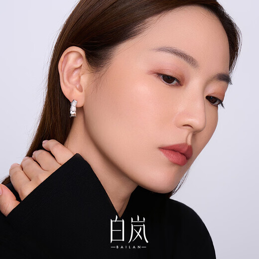 Bai Lan Silver Tile Earrings 925 Silver Earrings Light Luxury Fashion Original Design High-end Birthday Gift for Wife Silver Tile Earrings