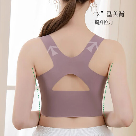 hiui纤小象轻薄无痕美背大码内衣减震聚拢无钢圈运动文胸防下垂收副乳 茶绿 2XL 【建议140-160斤】