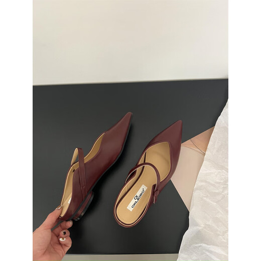 S.Sofea French Baotou Point Sandals Chaussures pour femmes 2025 Spring and Summer Temperament Single Shoes 010-9904 Black 35