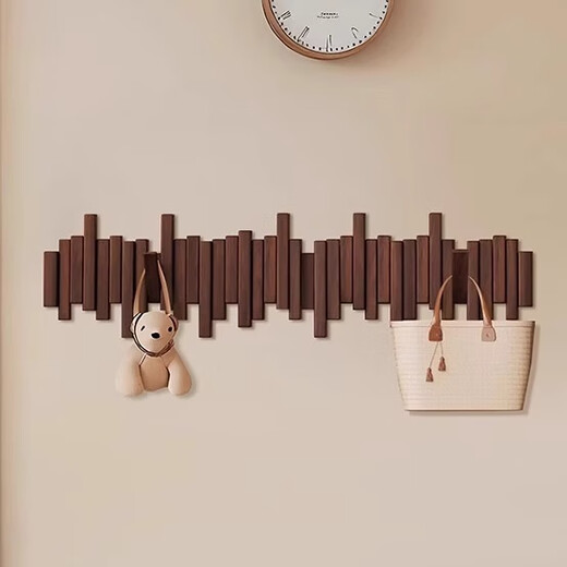 Jingyuezhai Piano Key Clothes Rack Solid Wood Wall Wall Hook Storage Porch Bedroom Entry Door Coat Rack Imported Beech Black 6 Keys - Staggered Style