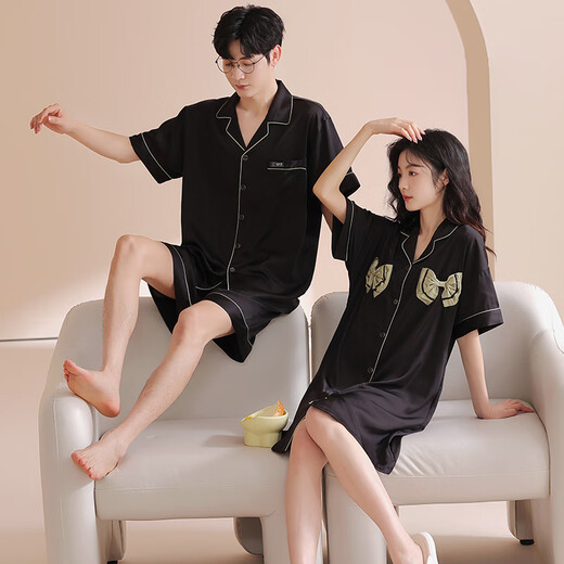 Fuxin Kang Bingsi Ehepaar Pyjama Herren Sommer Kurzarmanzug Dünne kühle Schlinge Nachtkleid Frauen lässige Hausbekleidung GLQ-6210 m-Frauen [High 155-162-Gewicht 85-100]