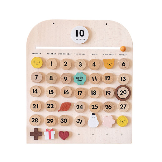 INS Windkinder Magnetische Zeit Kalender Monat Kalender kognitiver Spielzeug Anhänger Ornamente Digitales Holzspielhaus Spielzeug vier Jahreszeiten Wetter