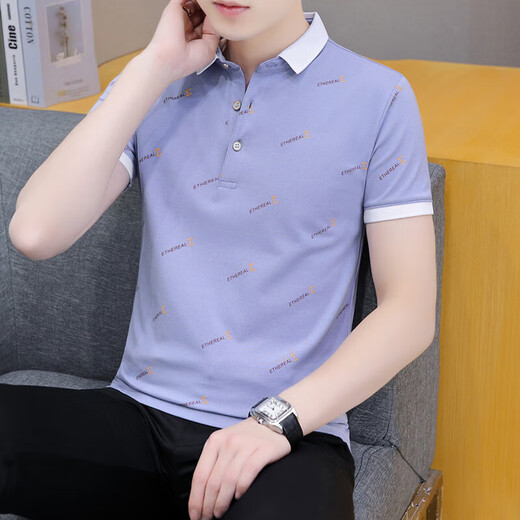 Pang Donglai DL shirt short-sleeved men's cold cotton men's short-sleeved shirt youth fashion versatile half-sleeved men's shirt trendy tb-qy679 dark blue M Recommended 100-120Jin [Jin equals 0.5 kg]