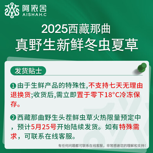 阿依舍西藏那曲2025年头茬野生新鲜冬虫夏草 冷鲜空运 送长辈营养品礼盒 野生头茬鲜草1.0g/根 30根