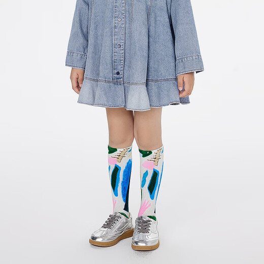 Jnby by JNBY new Jiangnan cloth children's socks mid-tube socks fun 25 spring boys and girls 6P3N13240 901/colorful mixed/gradient 1 pair 7-10 years old