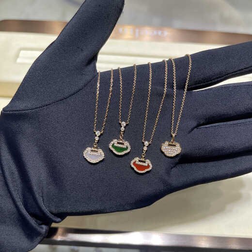 Shengbei Kirin's new 18K gold Ruyi necklace gourd necklace carnelian diamond ladies rose gold pendant clavicle chain style 1