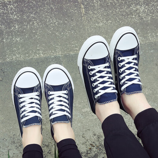 
European Pastoral couple canvas shoes for men 2025 summer new low top casual sports shoes for men trendy and versatile (PJ) 6621 blue 38