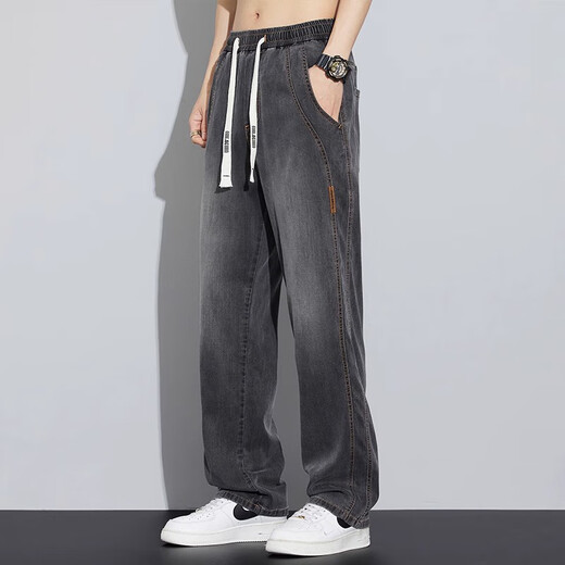 真维斯（JEANSWEST）夏季薄款天丝牛仔裤男生春夏宽松直筒阔腿美式休闲裤子男士春秋款 8089怀旧蓝 【天丝超薄】 XL