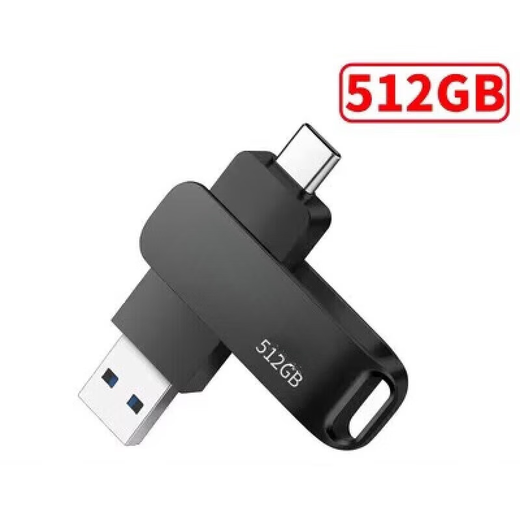U-Disk, universelle Hongmeng-Dual-Schnittstelle für Mobiltelefone und Computer, große Kapazität, 3,0 Hochgeschwindigkeitsmetall, maßgeschneiderte U-Disk, schwarz, 512 G