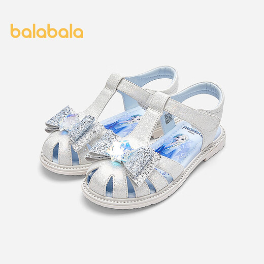 Balabala children's shoes children's princess shoes Elsa sandals girls 2025 summer new sweet ash silver 20301 29