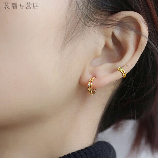 He Jiagong Old Phoenix 999 Gold Super Flash Earrings for Women 14K 2025 New Trendy Unique Earrings Earrings Earrings Studs Earrings 10MM Gold Pair (Suitable for Ear Lobes) Same