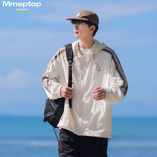 MMOPTOP ice silk UPF50+ sun protection clothing summer men's thin ice fishing clothing jacket MFS01 apricot L