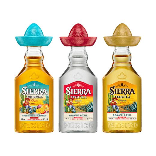 SIERRA幸运帽龙舌兰tequila38%vol烈酒墨西哥进口50ml*3组合装 银标 50mL 3瓶 组合装