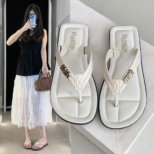 Guanmao Pei 2025 Damen Flip Flops Sommer Komfort Flache Sandalen 6636mi-Black 38 Größe 39 (geeignet für Größen 37-38)