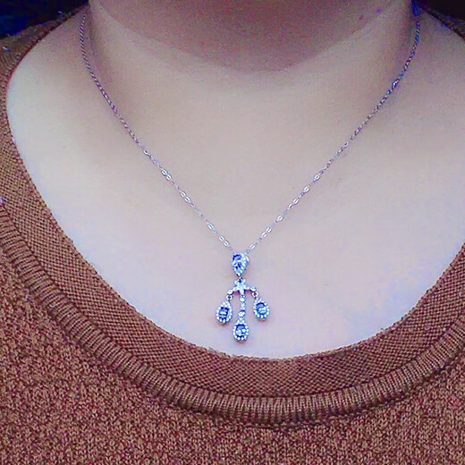 Iosn Natural Tanzanite Pendant Necklace Super Flash Super Beautiful Tanzanite Sapphire Pendant S925 Sterling Silver Luxurious Personalized Tassel Style