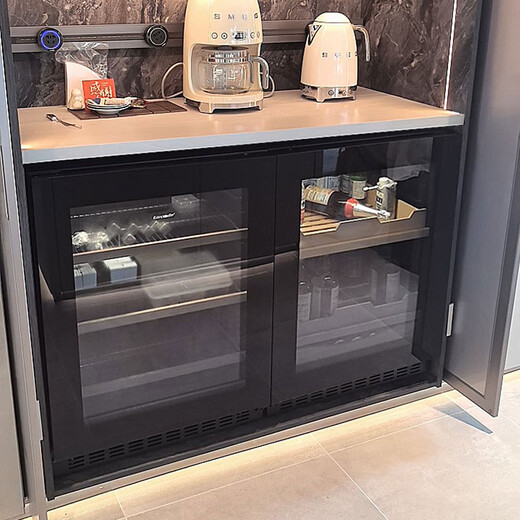 DBERLAN 40-piece under-counter embedded wine cabinet, constant-temperature wine cabinet, beverage cabinet, tea refrigerated cabinet, built-in wall for home use, high-end vacuum door-electric door, dual temperature, 46 pieces (scheduled period of 35 days) 46 bottles