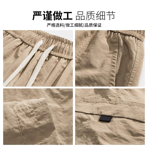 啄木鸟冰丝工装短裤男士潮牌夏季薄款宽松直筒休闲潮流百搭运动五分裤 DK701绿色 XL