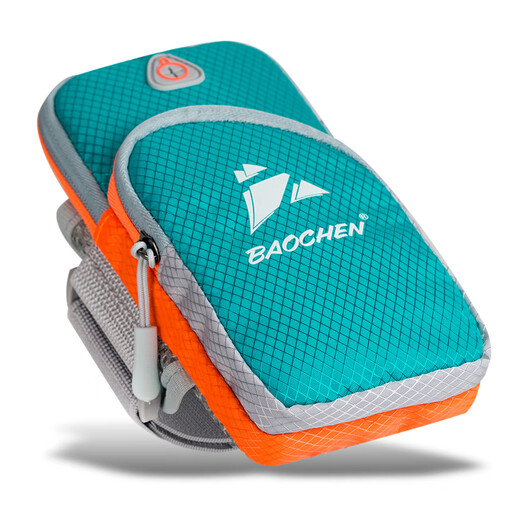 OIMG mobile phone storage bag sports arm bag outdoor running wrist bag lightweight waterproof morning running fitness equipment men and women non-slip diamond grid arm bag lake blue