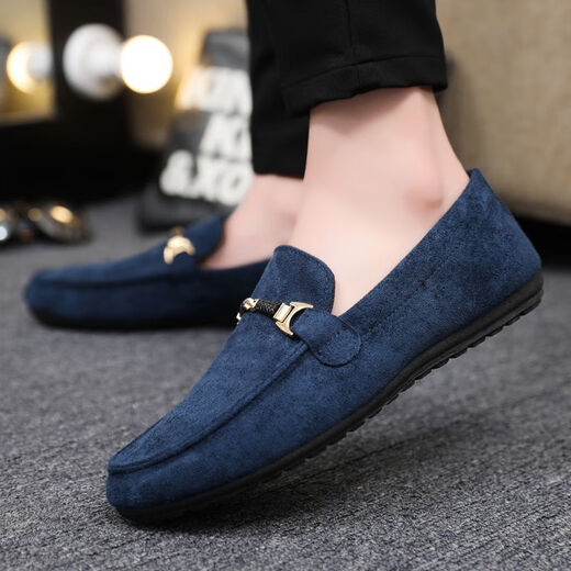 Yiliangying Doudou Shoes Men's Spring 2024 Nuevo mate de terciopelo inverso de terciopelo y pedaleo zapatos de cuero pequeños Loves Driving Shoes D753 Caki, disparo pequeño, gran tamaño 43