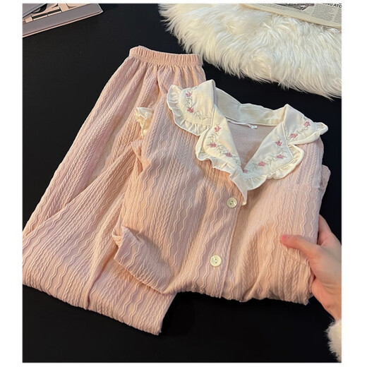 Ziweiqi Langarmer Pyjamas für Frauen mit Brustpolstern bequem und süßer Prinzessinstil Home Home Set 9929 Purple 185 xxl