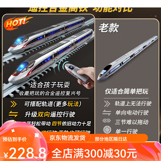 淘童年大号遥控高铁合金儿童玩具火车动车模型复兴号和谐号男孩电动轨道 遥控合金高铁复兴号 白双节