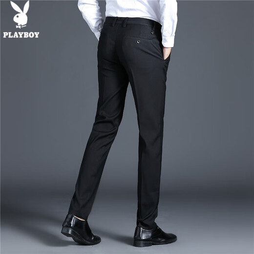 Playboy (Playboy) Sommerhosen für Männer dünner professionelles Geschäft mit Casual Anzughose Schlanke Arbeit Anzug Hosen Herren-Freizeithosen 9901 Blau (mit Fleece-Stil) 29 (95-110jin [Jin gleich 0,5 kg]))