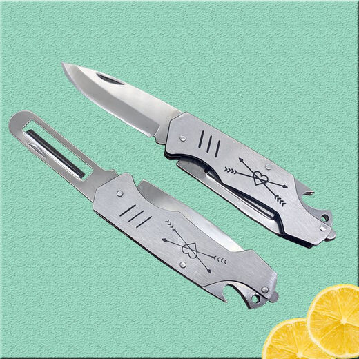 2-in-1 fruit knife that can be used on high-speed trains and airplanes, portable stainless steel 2-in-1 folding fruit knife for home use, foldable over 60 6cm