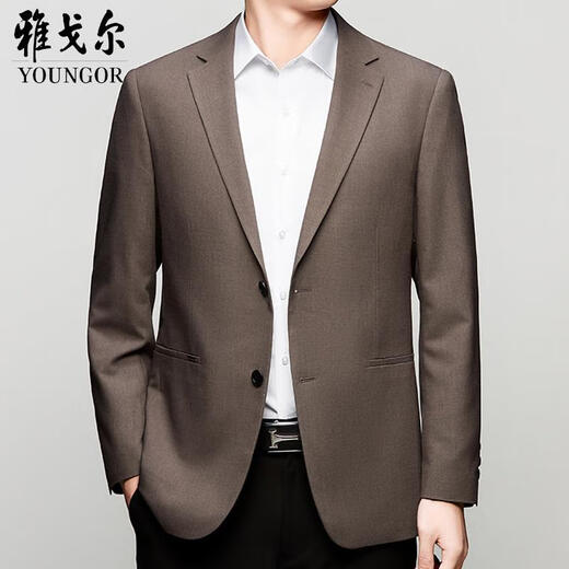 雅戈尔西服中年男士商务休闲桑蚕丝单西春秋季免烫薄款西装外套男 6630灰色 S 165/100-118斤