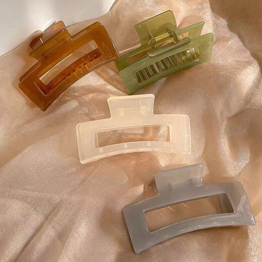 Demina's new adult simple temperament square jelly clip for hair on the back of the head, fresh hair clip, Korean style fashionable shark clip, square jelly gray 8.5CM