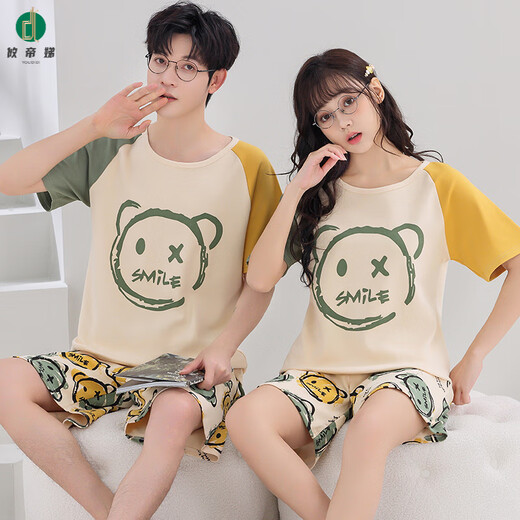 Youdidi 2025 Nouveau couple pyjamas Coton d'été Shorts à manches courtes pour femmes mignons dessin animées de grande taille de vêtements pour la maison