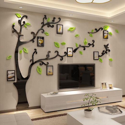 Acryl 3D dreidimensionaler Wandaufkleber Zeichnen Fernseher Hintergrund selbstredig Wohnzimmer Foto Wanddekoration Personalisierte Kreativität 3891 Fotobaum-Weiß extra groß