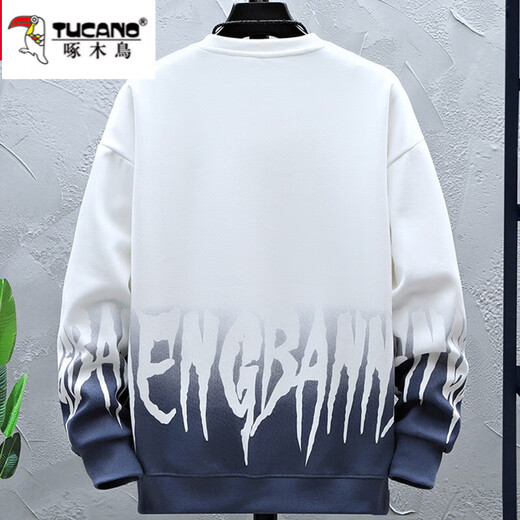 
Woodpecker Spring and Autumn Teenager Sweatshirt Men's New Trendy Long Sleeve T-Shirt Junior High School Students Handsome Sportswear Set HX683 Gray Regular XL