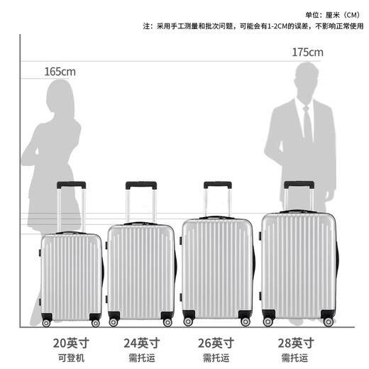 Vandia suitcase men's large capacity 24-inch universal wheel trolley case air travel bag password box women's leather box silver