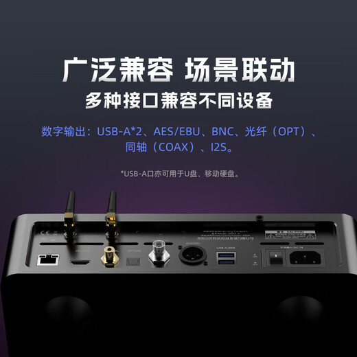 Shanling SMT1.3 Desktop Streaming Media Turntable Digital Broadcast Processor High-Fidelity Dual-Band WiFi6 Transmission NAS Function Black Get 64Gu Disk with Order and L8 with Order