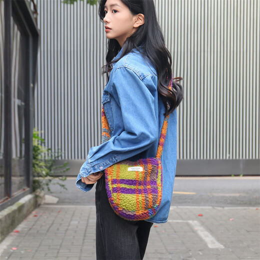 Koreanischer Ins-Stil, Herbst und Winter, neue Sherpa-Beuteltasche mit Leopardenmuster, Schulter-Umhängetasche, Münze, Handytasche, grauer Leopardenmuster, kleiner Eimer / kleine Größe