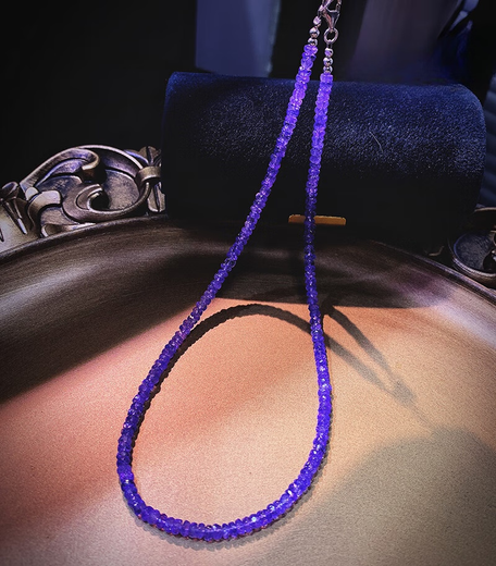 Junpo cut tanzanite faceted necklace clavicle chain necklace noble and elegant aura niche design tanzanite necklace