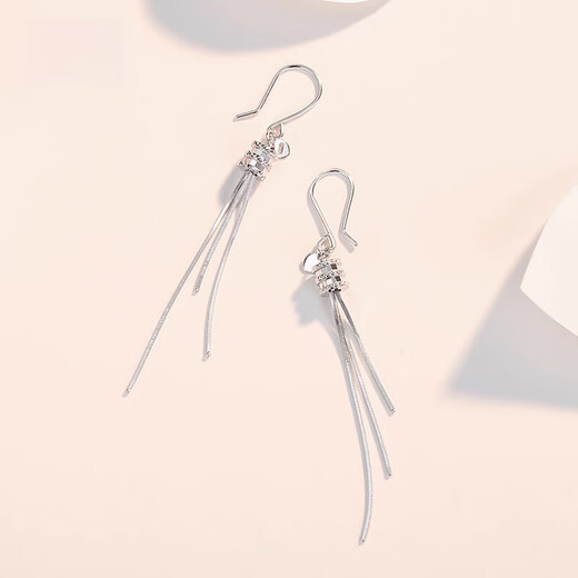 QIANSHU pt950 platinum tassel snake bone earrings fashionable platinum small waist ear hook versatile earrings one pair 3.1-3.3 grams