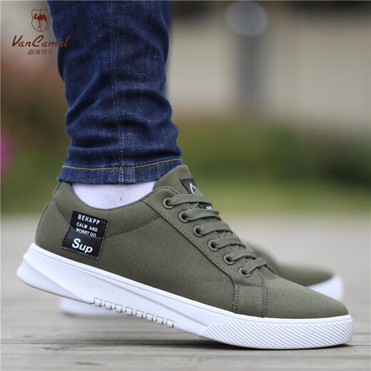 Western Region Camel VANCAMEL Old Beijing Cloth Shoes Men's 2025 Spring New Breathable Canvas Shoes Men's Trendy Shoes Men's Sports and Leisure Board Shoes 6636 Gray 40