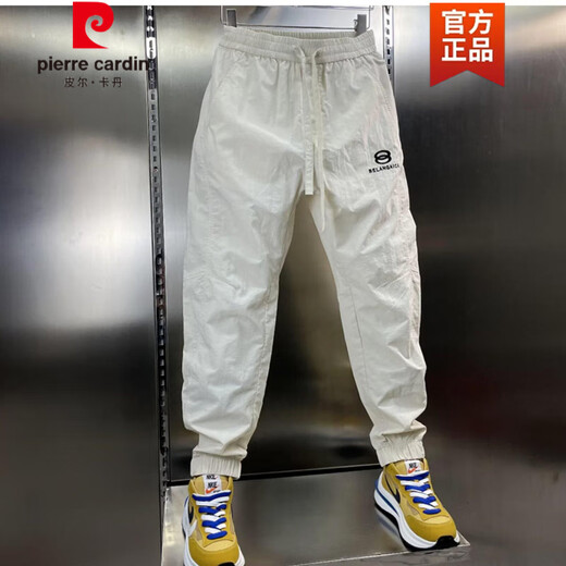 皮尔卡丹（pierre cardin）夏季男士休闲裤潮流百搭松紧腰薄款透气拼接运动束脚裤九分小脚裤 黑色 3XL (155-170斤)