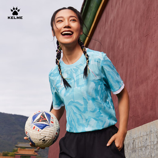 KELME卡尔美短袖足球服训练服男女2025夏足球运动休闲上衣训练t恤 浅绿 M