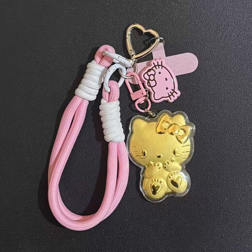 Gold Kt Cat Pendence Keychain Hellokitty Gat Phone Mobile Phone Bag Regalo para novia Mejor amigo Gold Kt Cat Colgante
