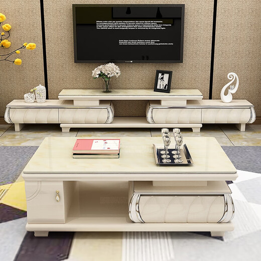 映棠大理石茶几电视柜组合套装现代简约客厅家用14070钢化玻璃茶几桌 玻璃款12米茶几包物流 组装