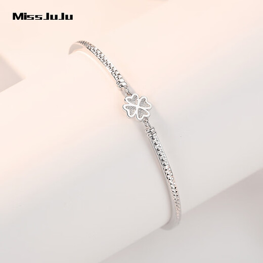 Miss JuJu pt950 platinum five-flower bracelet for women, fashionable shiny platinum four-leaf clover bracelet, four-leaf clover, weighing 5.0-5.2 grams