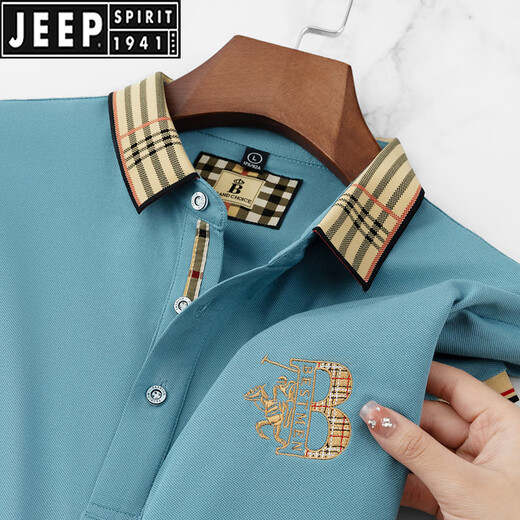 JEEP SPIRIT2025男装夏季新款短袖T恤男潮牌高端纯色刺绣时尚翻领polo衫男士 897白色 4XL 58/195适合200-220斤