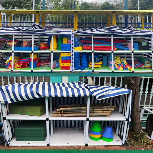 幼儿园户外收纳架积木器械储物柜儿童车玩具防雨收纳棚移动收纳柜 升级加厚碳化攀爬架205*85*13533
